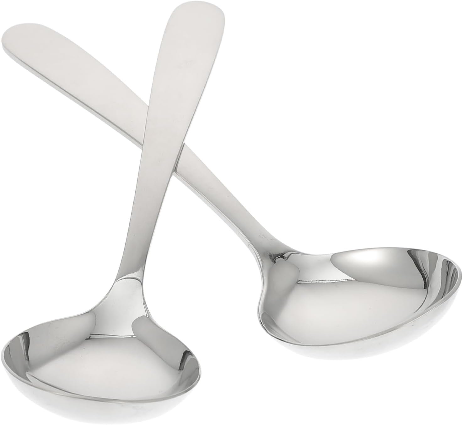 2 Pcs Stainless Steel Deep Soup Spoons Sturdy Household Food Spoons for Eating Dishwasher Safe Size Shiny Finish for Dining and Serving