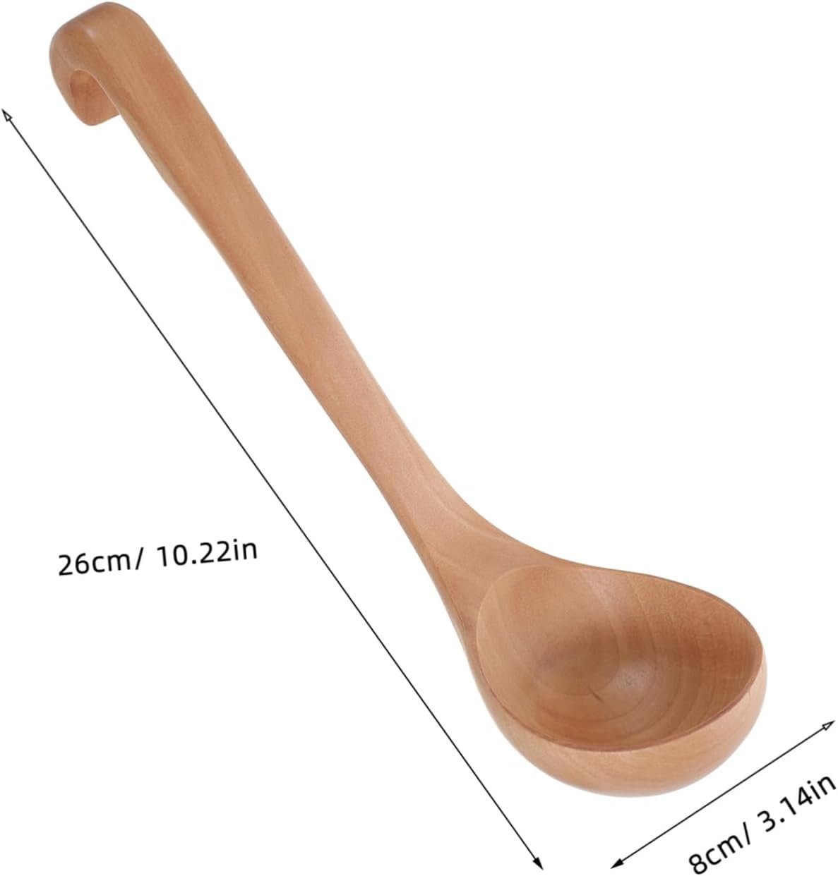 Long Handle Wooden Soup Spoon Japanese Style 26x8cm Porridge and Hot Pot Utensil Table Spoon for Cooking and Serving Ideal Kitchen Tool for Home Use - Image 2
