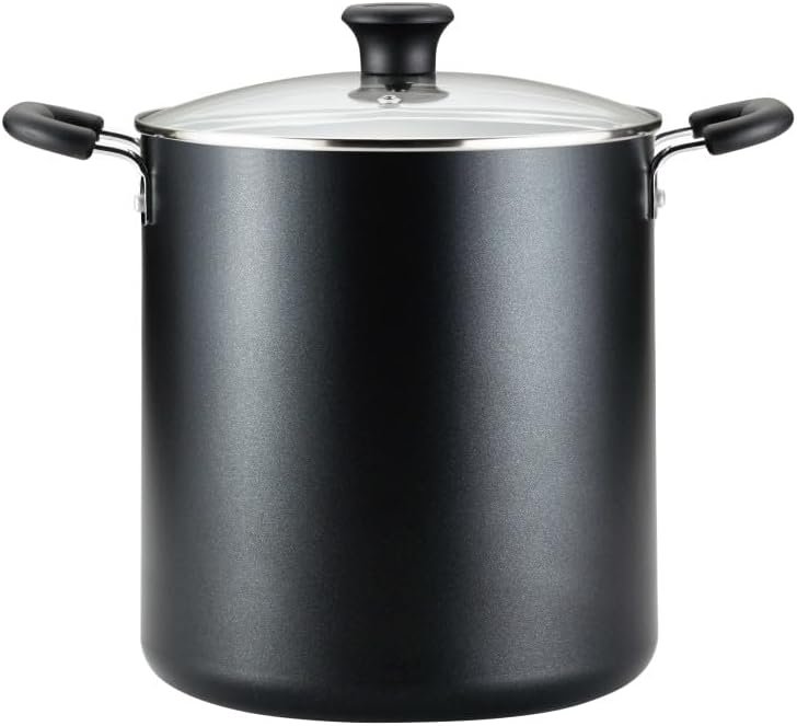 Specialty Nonstick Stockpot With Lid 12 Quart, Oven Broiler Safe 350F, Stay-Cool Handles, Kitchen, Cookware, Pots and Pans, Stock Pot, Soup Pot, Cooking Pot, Dishwasher Safe, Black