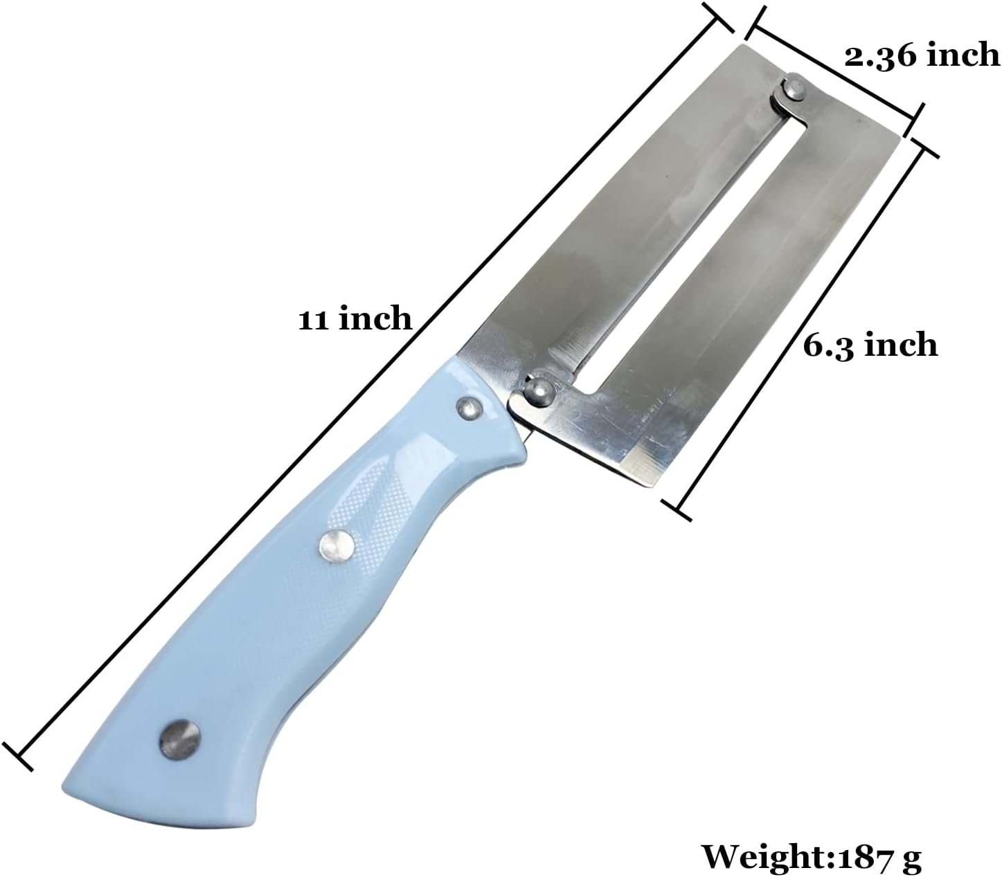 Sugarcane Peeling Knife Pineapple Peeling Knife Sugar Cane Peeler Knife, Paring Knife Fruit Peeler Cutter Artifact Planing Knife, With Stainless Steel Blade & Non-slip Blue Plastic Handle - Image 2