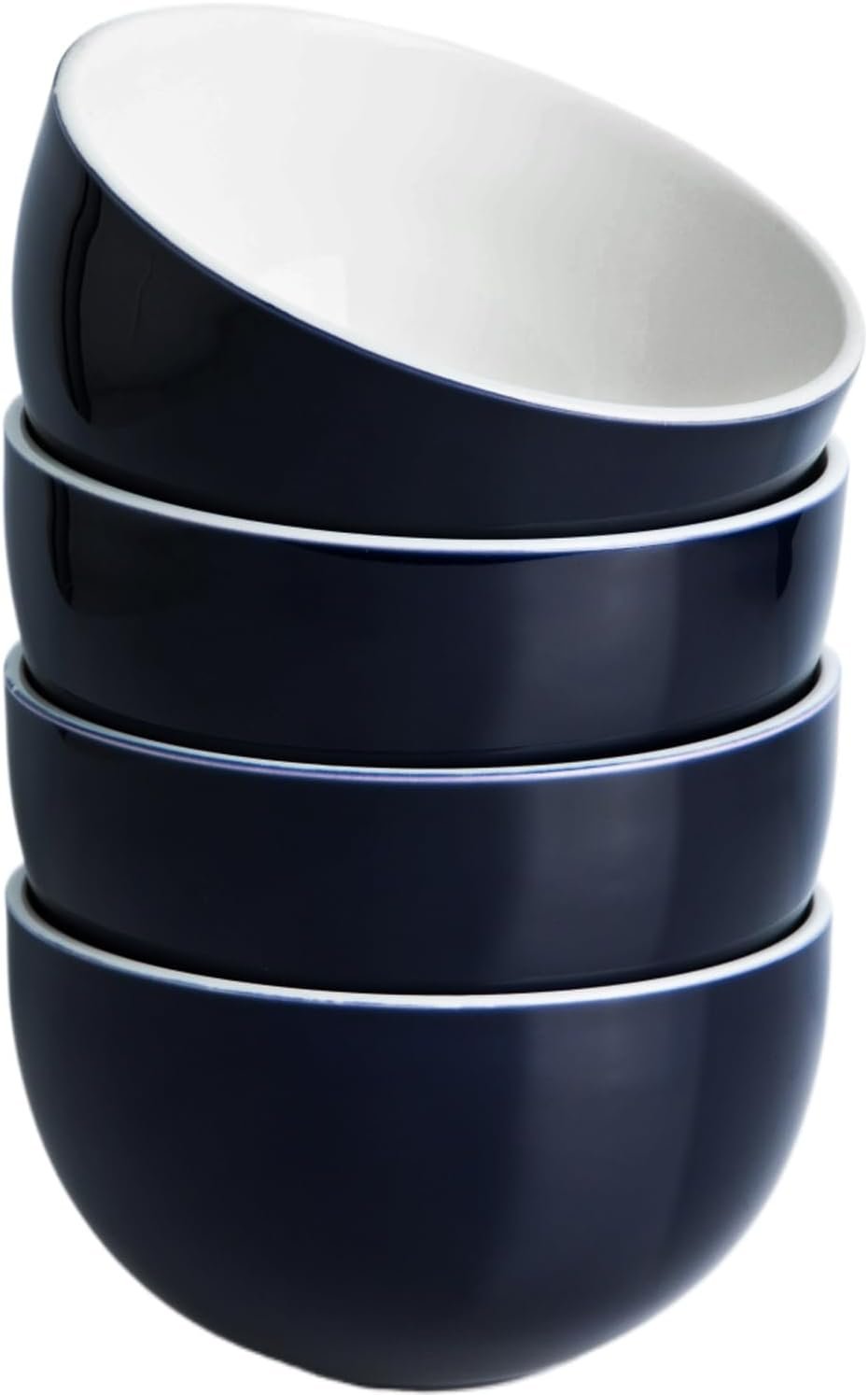 32 Ceramic Cereal Bowls - 6 Inch Blue Soup Bowls Set of 4 for Kitchen, Small Bowls for Cereal, Soup, Oatmeal, Rice, Dishwasher & Microwave Safe(Blue)