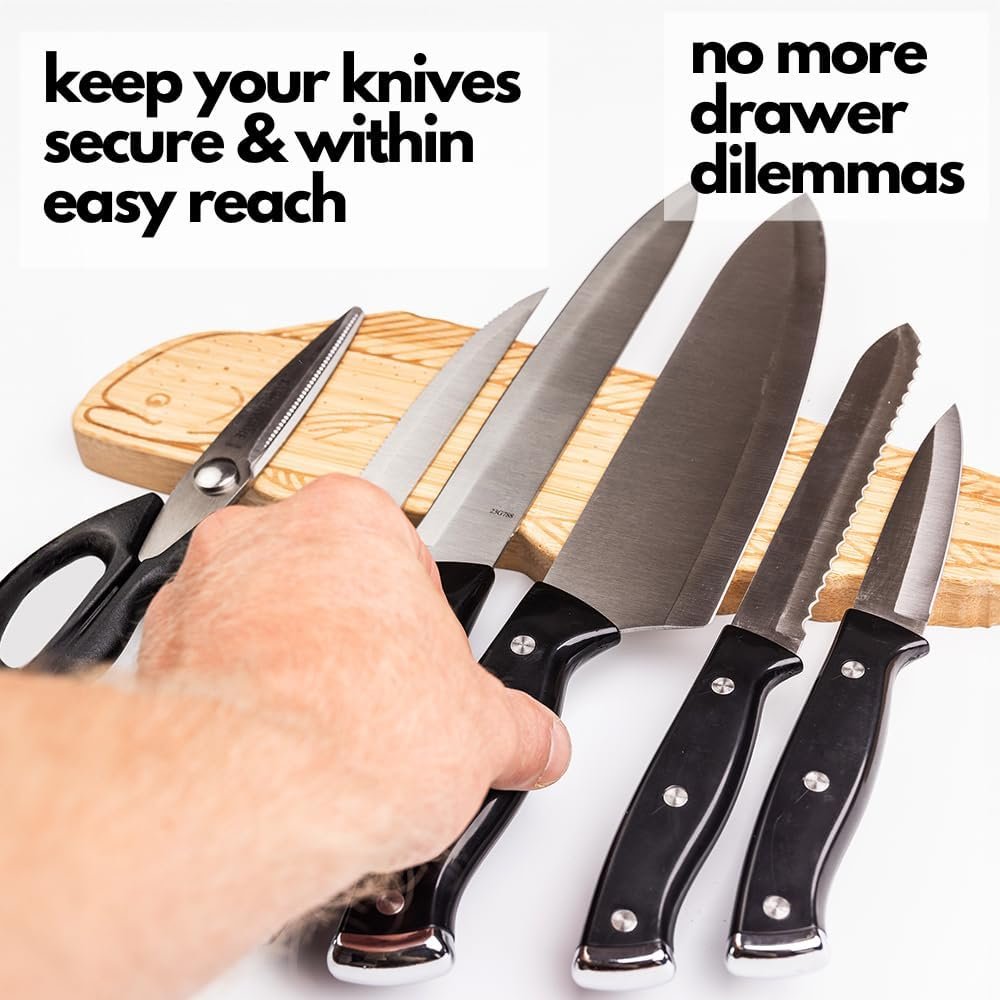 Premium Mangetic Knife Holder for Wall - Strong Heavy-Duty 16 Inch Engraved Magnet for Knives - Wall or Refrigerator Kitchen Magnetic Knife Stripe - Designed in U.S. - Image 2