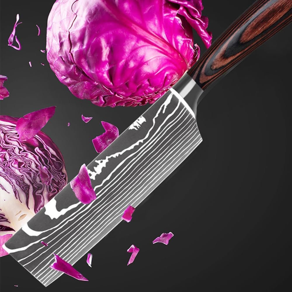 Knife Set 9 piece With Knife Storage Box Kitchen Knife Set Stainless Steels Premium Chef Knife with Black Lacquered Wood Handle and Kitchen Knife Set Dishwasher Safe - Image 2