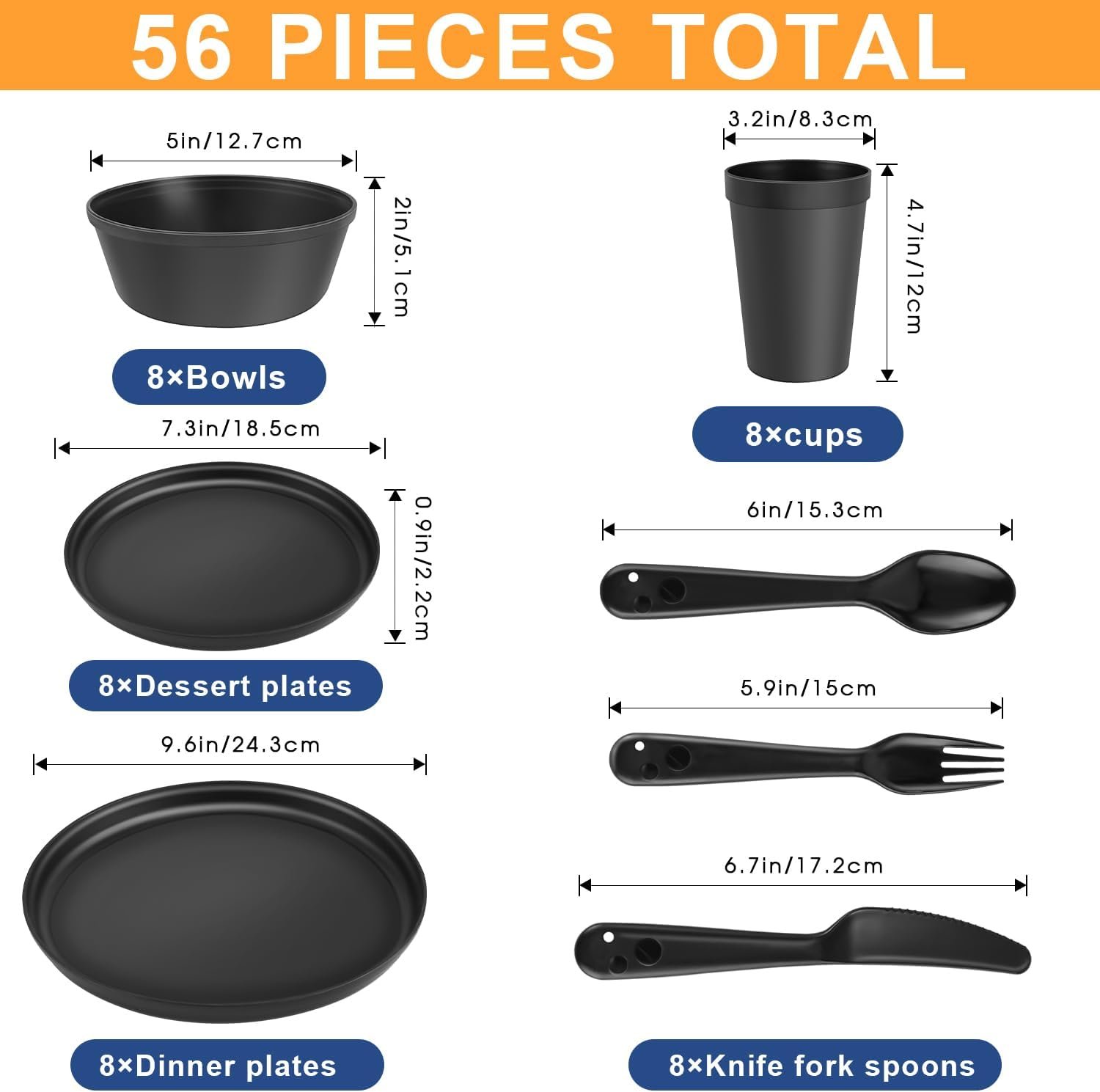 40-Piece Kitchen Plastic Dinnerware Set,Modern Dish Set for Apartment Essentials, Travel, Camping& RV, Picnic & Home Party, Reusable Plates Kids Plates and Bowls with Cutlery Set, Coastal Colors - Image 2