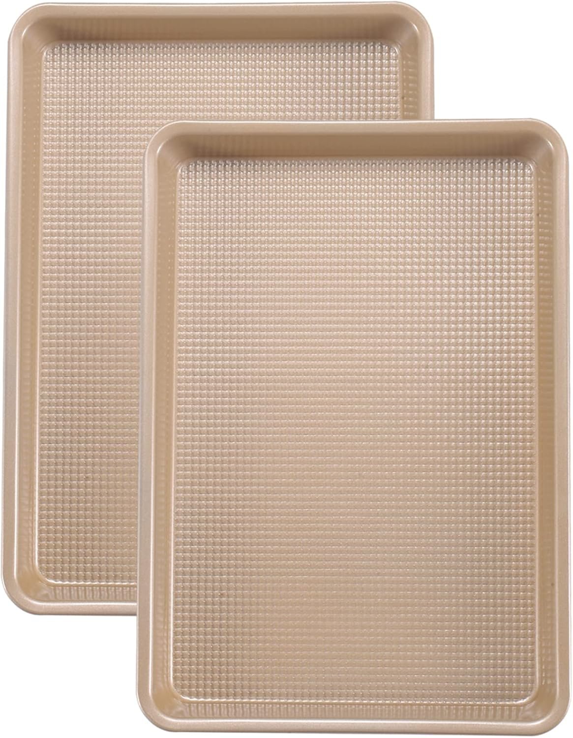 Sheet Pans Cookie Sheet Set,Nonstick Baking Sheets for Oven,9x13 Quarter Sheet Pan,2 Pack,Gold
