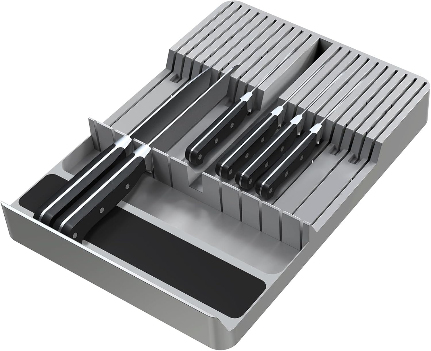 Knife Drawer Organizer, Large Capacity In-Drawer Knife Block Set Holds 20 Knives and 1 Sharpening Steel (Not Included), Suitable for Knife Organizer for Kitchen Drawer