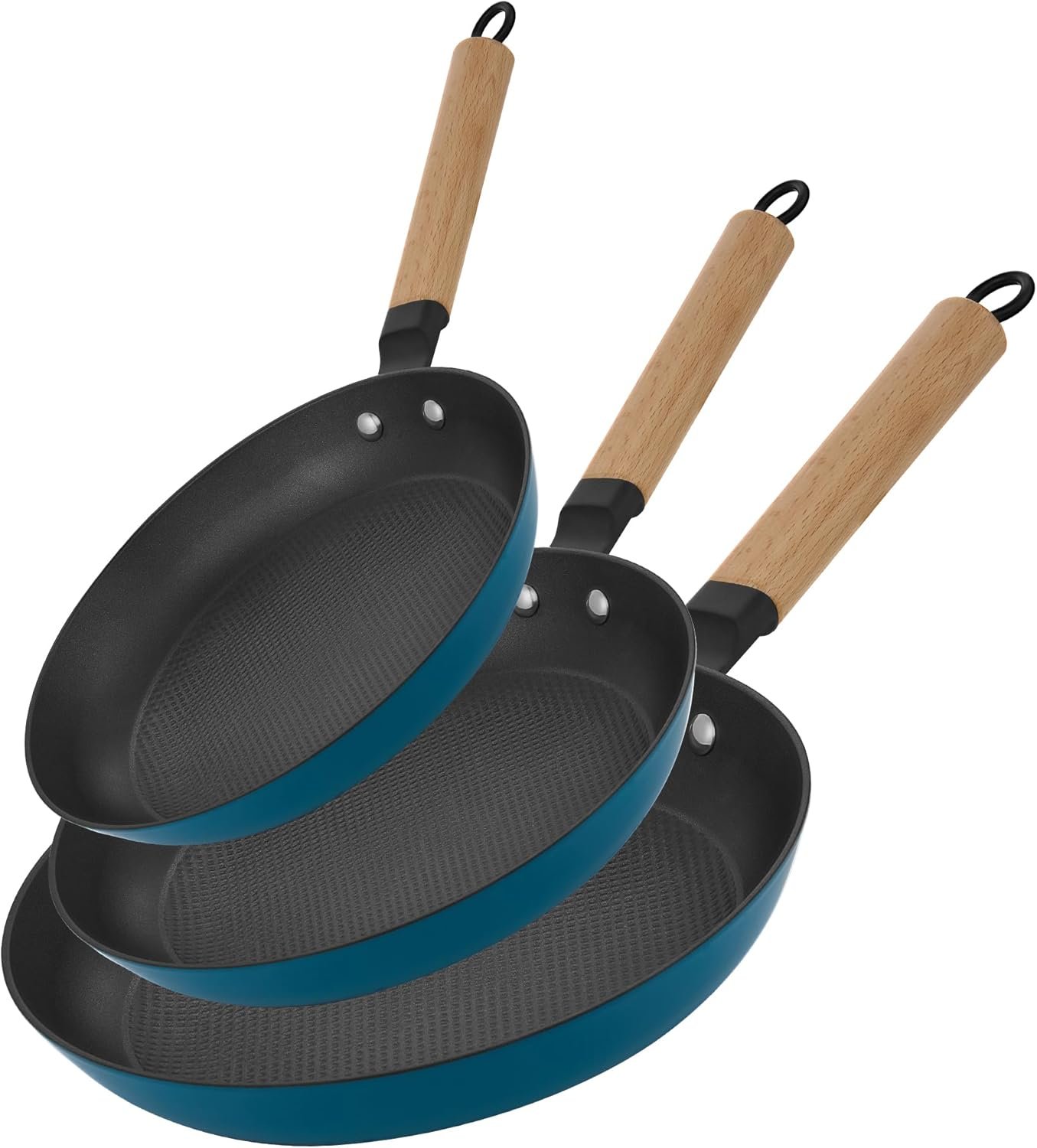 8&10&12 Inch Non-stick Cast Iron Skillet,Enamel Pre-seasoned Frying Pan with Detachable Handle,Lightweight,Dishwasher Oven Safe (500°F)