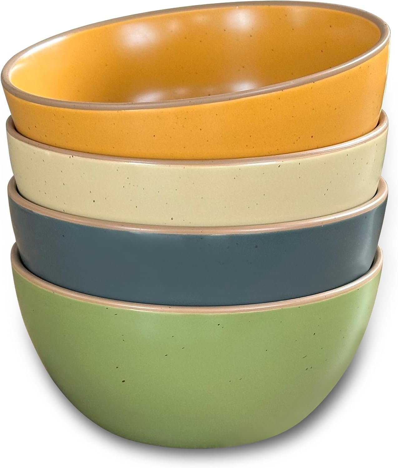 Ceramic Artisan Matte Bowls For Kitchen 28 - Bowl Set of 4 - For Cereal, Salad, Pasta, Soup, Dessert etc - Dishwasher, Microwave, and Oven Safe - For Breakfast, Lunch and Dinner - Colors