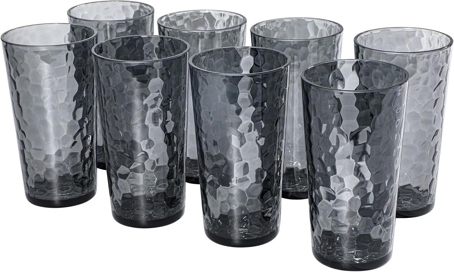 BPA-Free Plastic Tumblers 8 Pack (8x22oz) | Reusable Dishwasher Safe | Stackable Shatterproof Cups | Plastic Drinkware & Drinking Tumblers for Restaurant, Home, Party