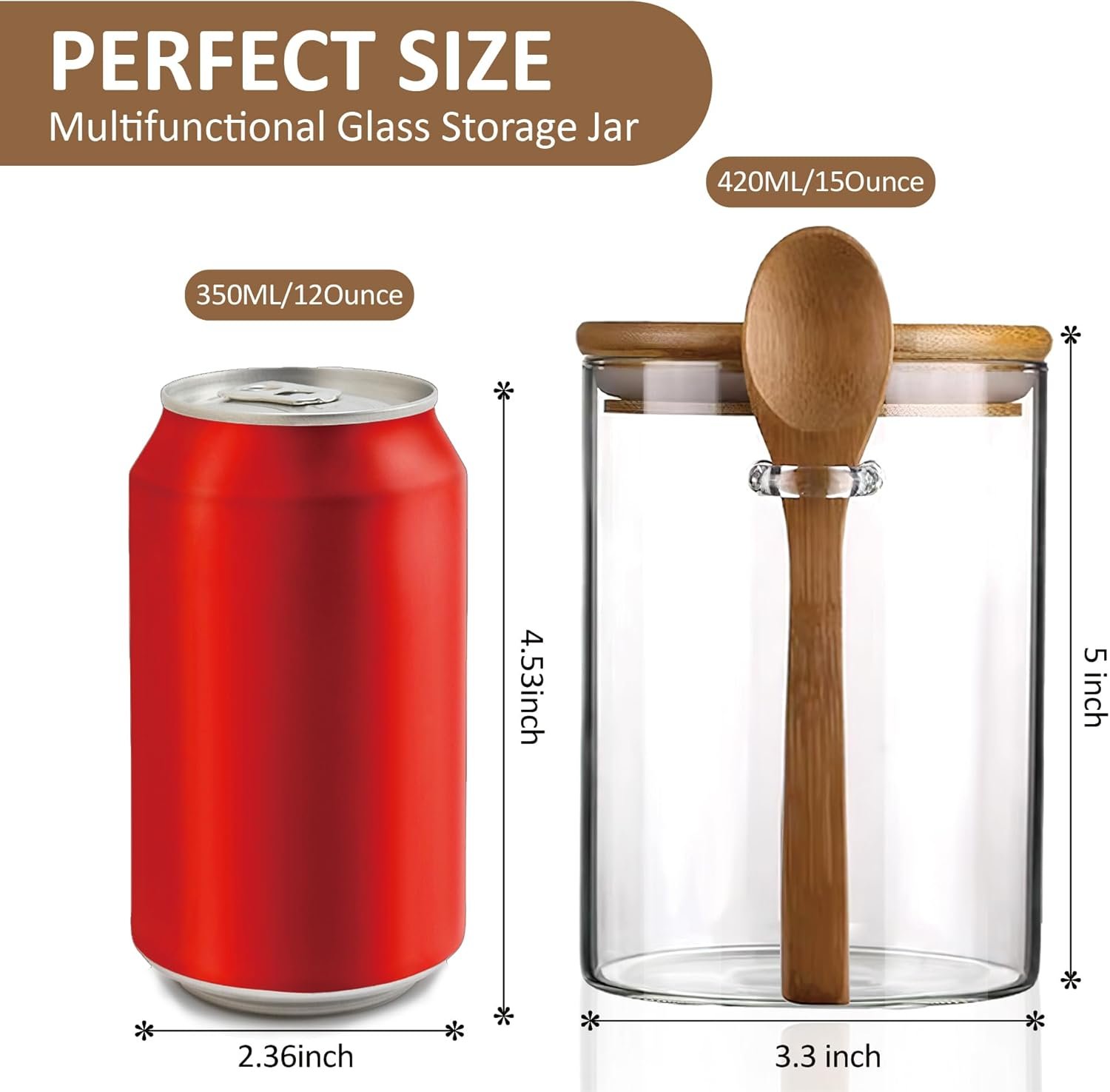 Glass Storage Canister with Wood Scoop (15 oz/450 ml | 1pcs) - Image 2