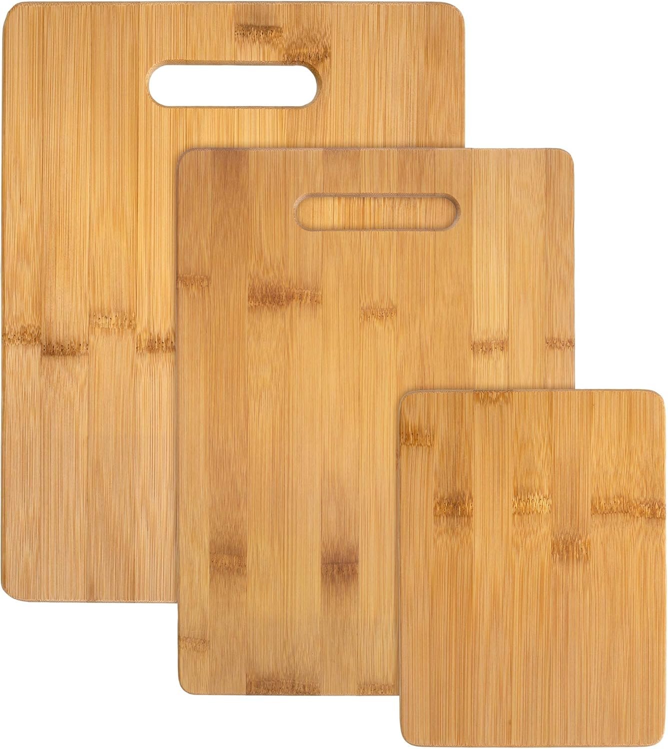 3-Piece Bamboo Cutting Board Set – Reversible Kitchen Boards for Chopping, Cheese & Serving | Durable, Eco-Friendly Wood Cutting Boards